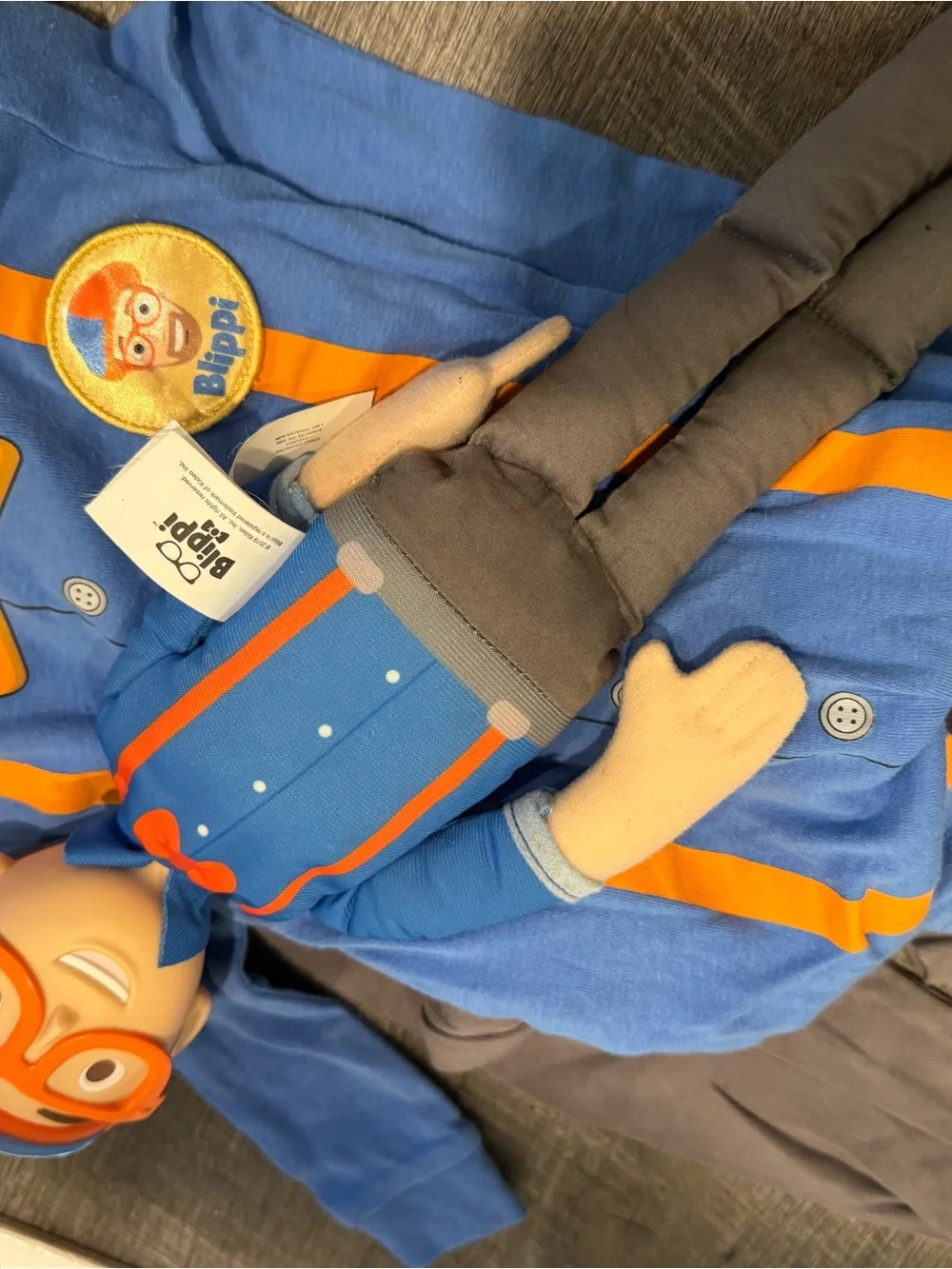 Blippi. Size 5t blue and Orange Kids Costume-Pajama Set with Plush Character